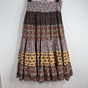 VTG Y2K Rampage Patchwork Midi Skirt 6 Boho Peasant Prairie Fairy Floral 90s